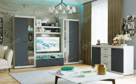 Шкаф-витрина ШВС-800 Соната, Крафт белый - Антрацит 