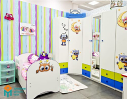 Шкаф однодверный с ящиками и фотопечатью Совята 1.3