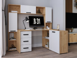  Стол письменный 1450 Квартет-13, Дуб крафт золотой/Белый