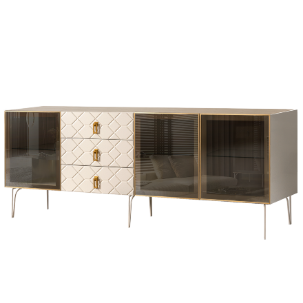 Комод (для гостиной) 2.1 БМКМ-5(Fa) [5] (3-двери стекло) Bogemia Farfalle 