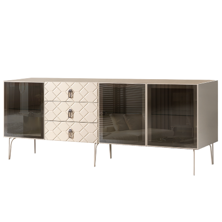 Комод (для гостиной) 2.1 БМКМ-5(Fa) [5] (3-двери стекло) Bogemia Farfalle 