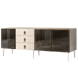 Комод (для гостиной) 2.1 БМКМ-5(Fa) [5] (3-двери стекло) Bogemia Farfalle