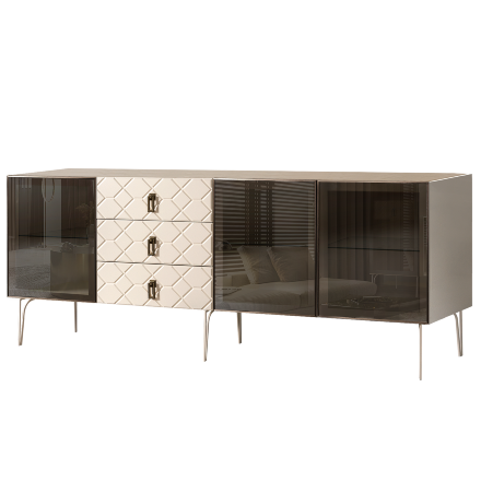 Комод (для гостиной) 2.1 БМКМ-5(Fa) [5] (3-двери стекло) Bogemia Farfalle 