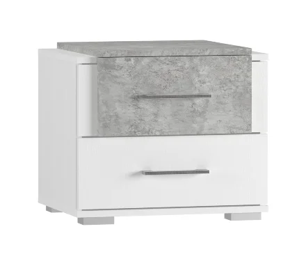 Тумбы прикроватные (2 штуки) Бьянка, Белый/Бетон светлый 